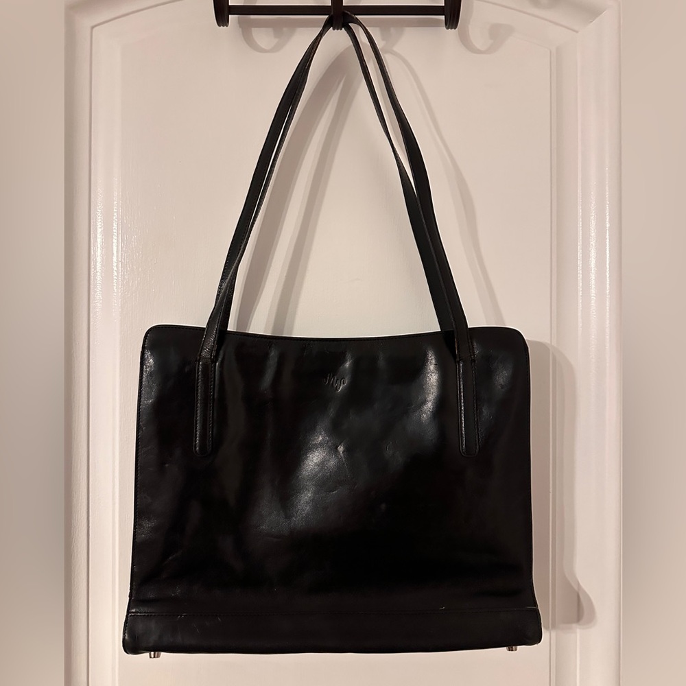 Vintage black monsac leather work bag